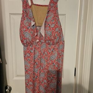 Catherines Plus Size 34W Vibrant Pink Paisley Swim Suit With Built In Bra